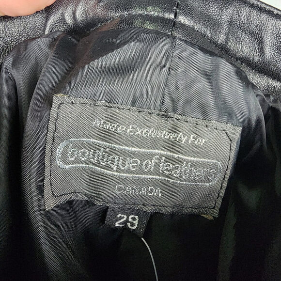 Vintage Boutique Of Leathers Black Leather Straight Leg Pants Size 29 - Picture 7 of 10